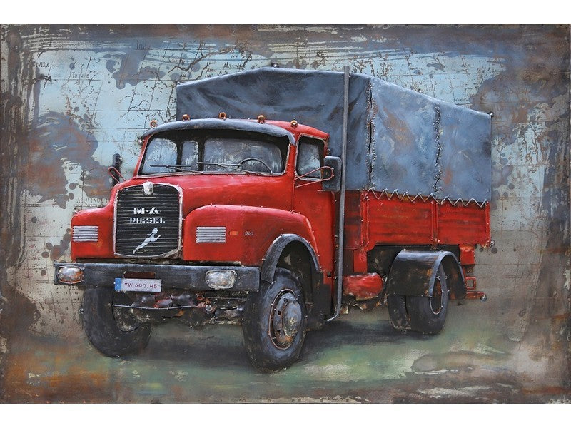 Ademen Netjes Mathis 3D schilderij rode Truck 120x80 cm – Idecoratie