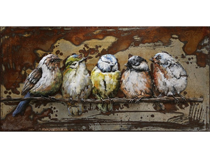 3D schilderij vogeltjes op tak 100x50 cm