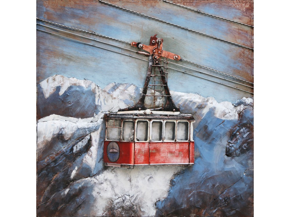 3D schilderij retro skilift 60x60 cm