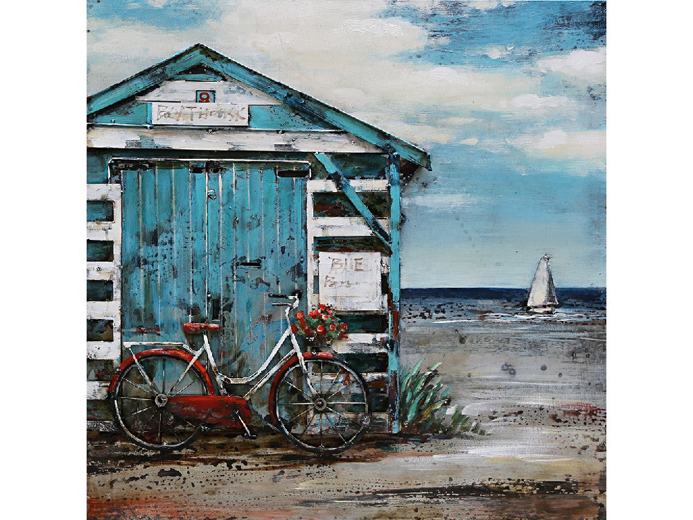 3D schilderij Beachhouse 60x60 cm