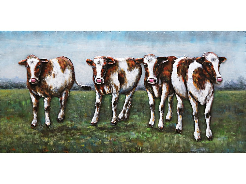 3D schilderij koeien in wei 120x60 cm