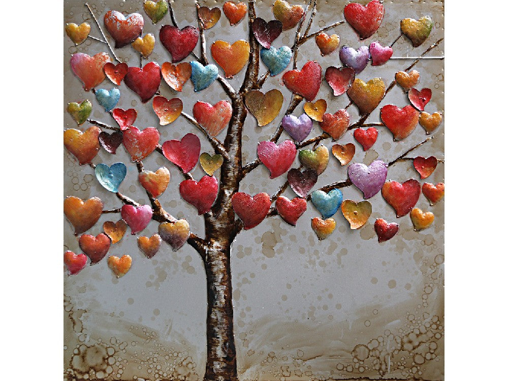 3D schilderij liefdesboom 60x60 cm