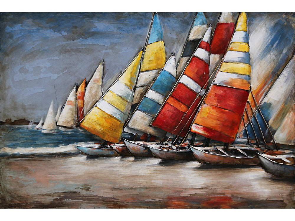 3D schilderij zeilboten 80x60 cm