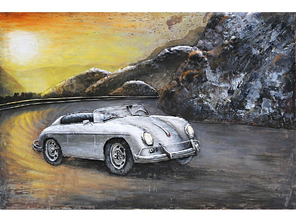 3D schilderij Cabrio sunset 120x80 cm