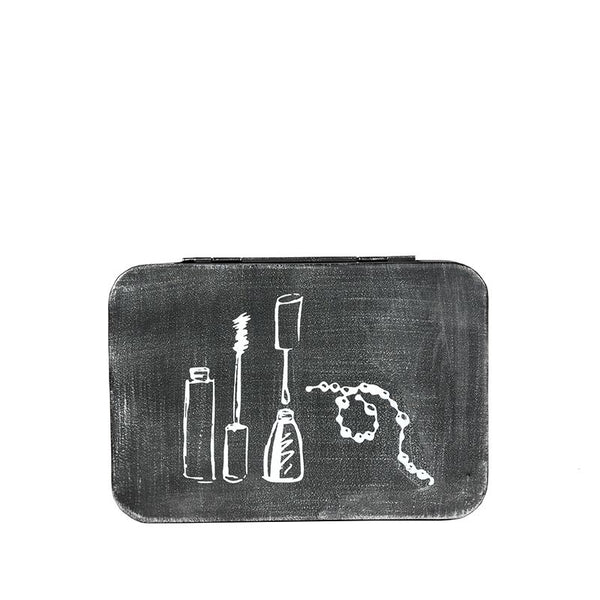 Make-Up Opbergdoos  metaal antiek zwart industrieel  (magazijn opruiming)