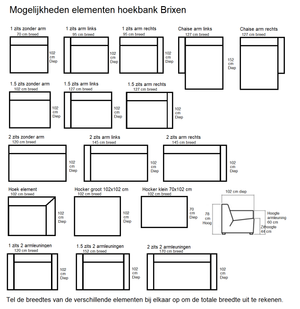 Elementen hoekbank Brixen stof - Leverbaar in diverse kleuren & opstellingen