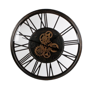 Radarklok "Olaf" XXL oud zwart metaal Ø 86 cm (magazijn sale)