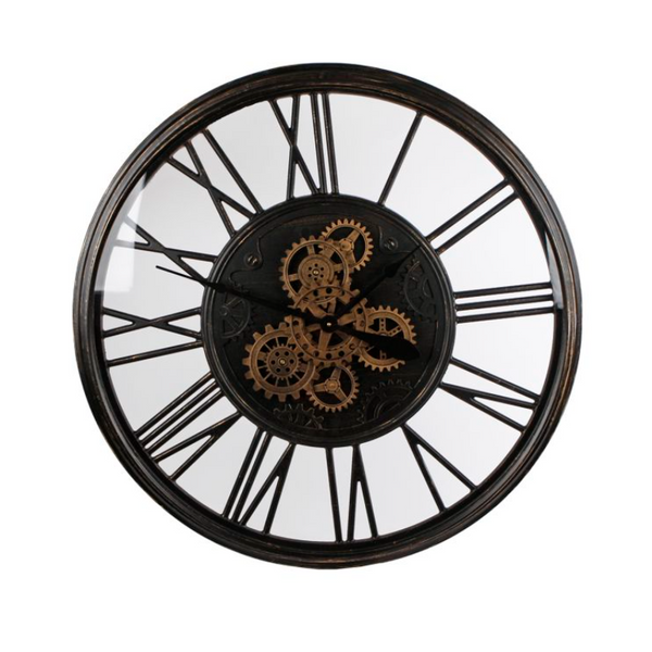 Radarklok "Olaf" XXL oud zwart metaal Ø 86 cm (magazijn sale)