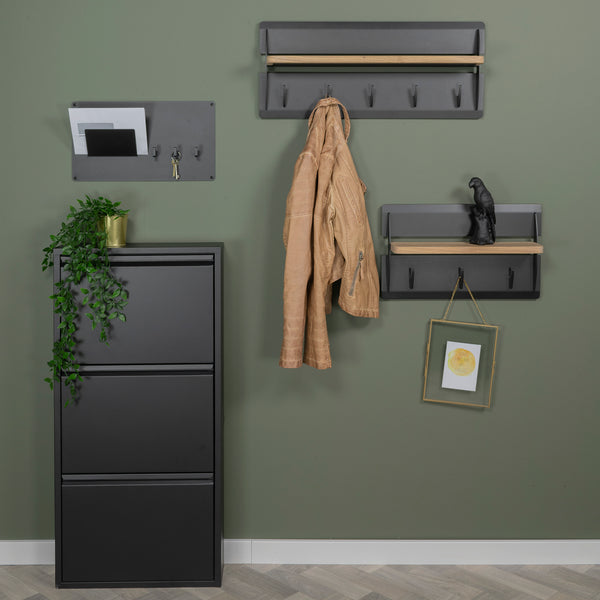 Spinder Billy schoenenkast 3 kleps - zwart