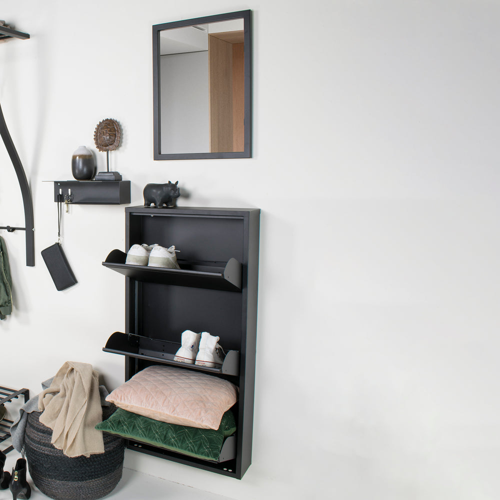 Spinder Billy schoenenkast 3 kleps - zwart