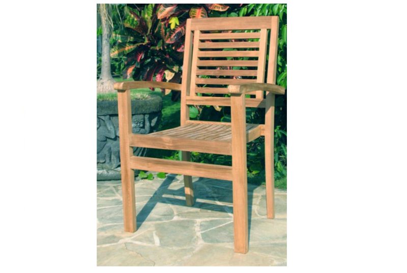 Tuinstoel Hampton (stapelstoel) teakhout + zwart zitkussen