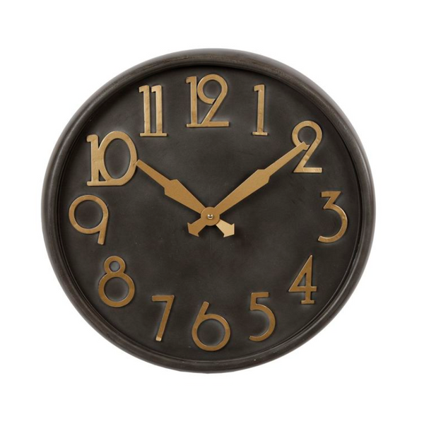 Wandklok metaal 'zwart/goud' Ø 40 cm (Magazijn sale)