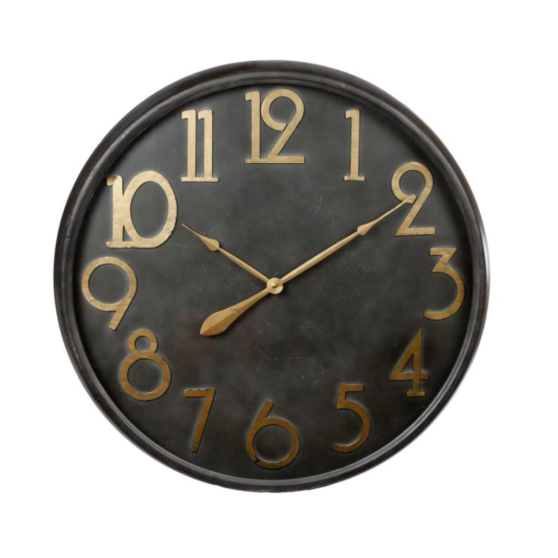 Wandklok metaal 'zwart/goud' Ø 80,5 cm (magazijn sale)