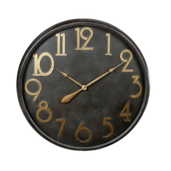 Wandklok metaal 'zwart/goud' Ø 80,5 cm (magazijn sale)