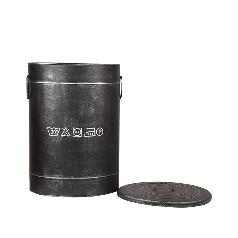 Wasmand metaal antiek zwart industrieel maat S 26x26x33 cm (magazijn opruiming)