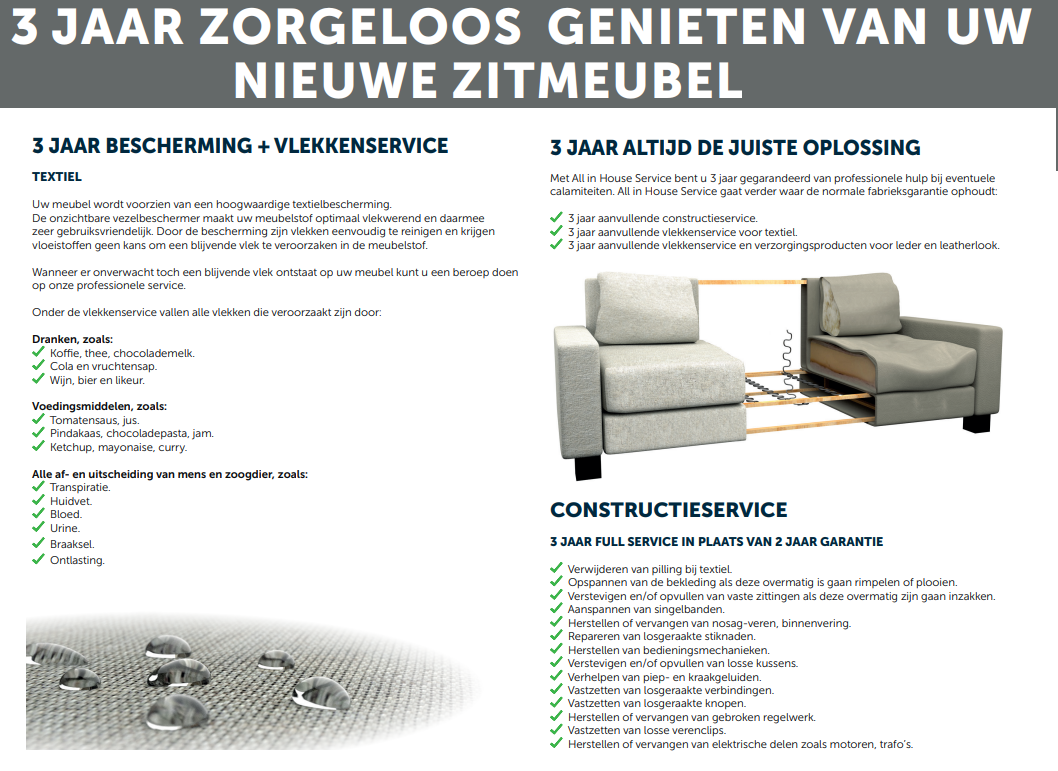 Hoekbank Lea stof antraciet kleur - Eindstuk rechts (inclusief 3 jaar Iproteqt garantie)