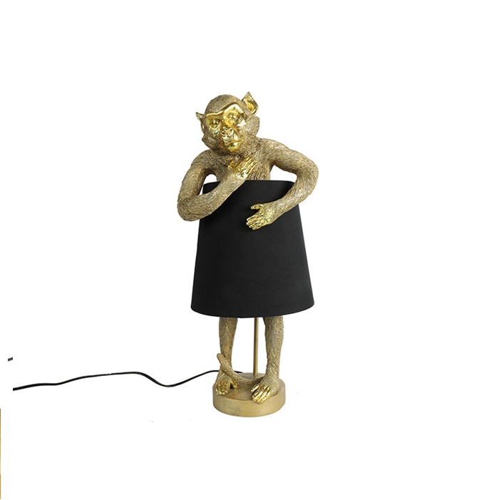 Countryfield Tafellamp aap met kap goud