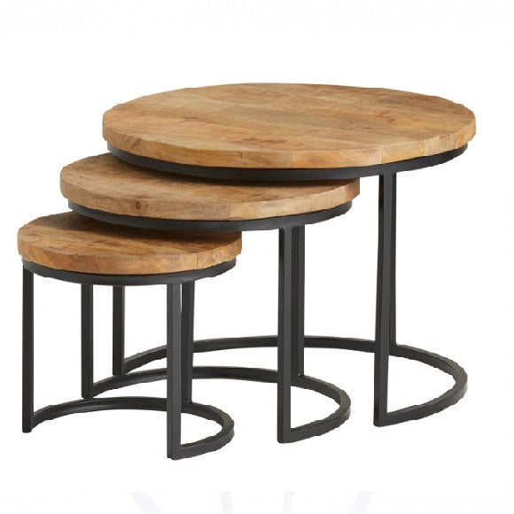 Salontafel set/3 Enzo mango hout extra dik blad (Magazijn sale)