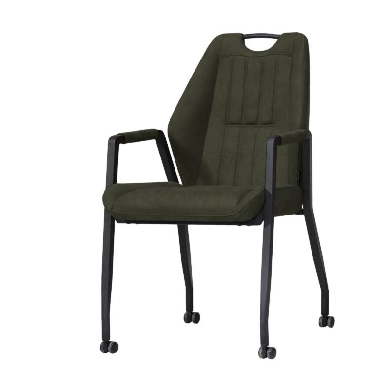 Eetkamerstoel Axa met armleuning op wielen - leverbaar in 4 kleuren