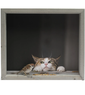 Feedy vogelvoederlijst large - Kat op de loer (51 x 42 cm)
